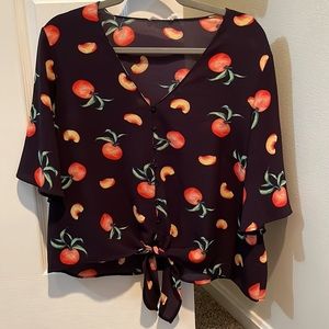 NWOT Lush Peach Tie Front Top